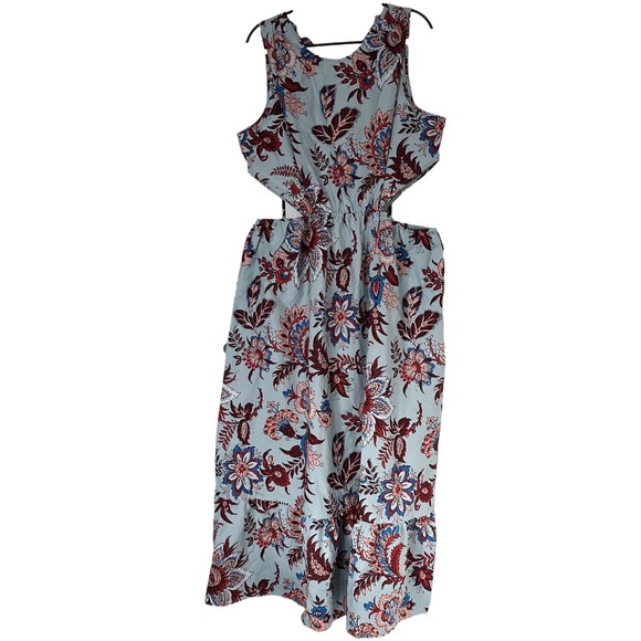 RHODE Dresses & Skirts - Rhode x Target Cutout Maxi Dress L Blue Floral Boho Resort Vacation Beachy NWOT